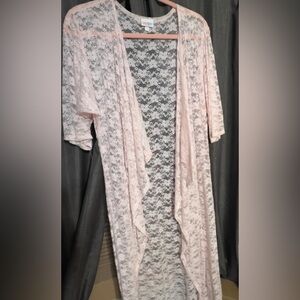LuLaRoe Soft Pink Lace Kimono Cover Up